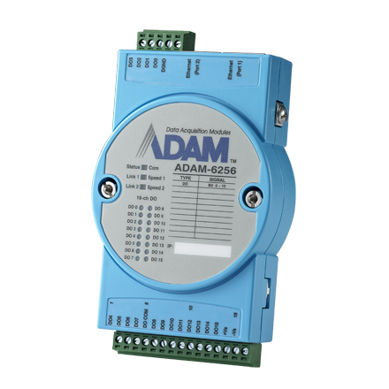 Модуль ADAM-6256 - 16-канальный Модуль дискретного вывода DO, 2 порта Ethernet, Modbus TCP