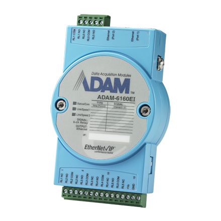 ADAM-6160EI - 6-канальный Модуль релейного вывода RO (до 250В, 5А), протокол Ethernet/IP интерфейс Ethernet (2 порта с Daisy Chain)