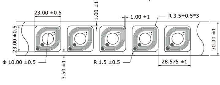 Этикетка RFID (HF) ПЭТ 23х23 мм (NTAG213) (1020A35) NFC