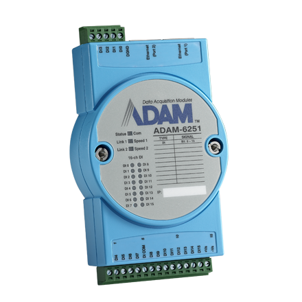 ADAM-6251 - 16-канальный Модуль дискретного ввода, 2 порта Ethernet, Modbus TCP
