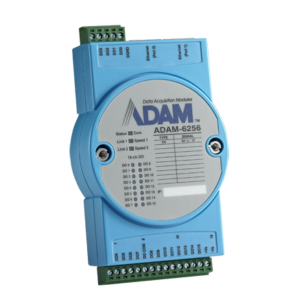 Модуль ADAM-6256 - 16-канальный Модуль дискретного вывода DO, 2 порта Ethernet, Modbus TCP