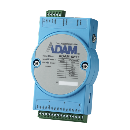 ADAM-6217- 8-канальный Модуль аналогового ввода, 2xEthernet, Modbus TCP