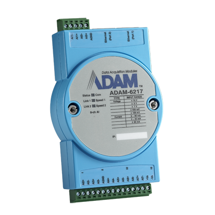 ADAM-6217- 8-канальный Модуль аналогового ввода, 2xEthernet, Modbus TCP