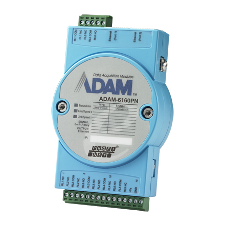 ADAM-6160PN - 6-канальный Модуль релейного вывода RO (до 250В, 5А), протокол PROFINET интерфейс Ethernet (2 порта с Daisy Chain)