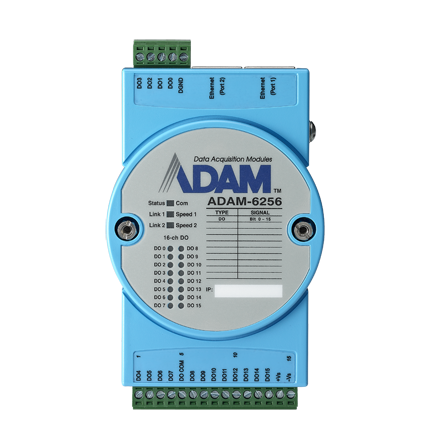 Модуль ADAM-6256 - 16-канальный Модуль дискретного вывода DO, 2 порта Ethernet, Modbus TCP