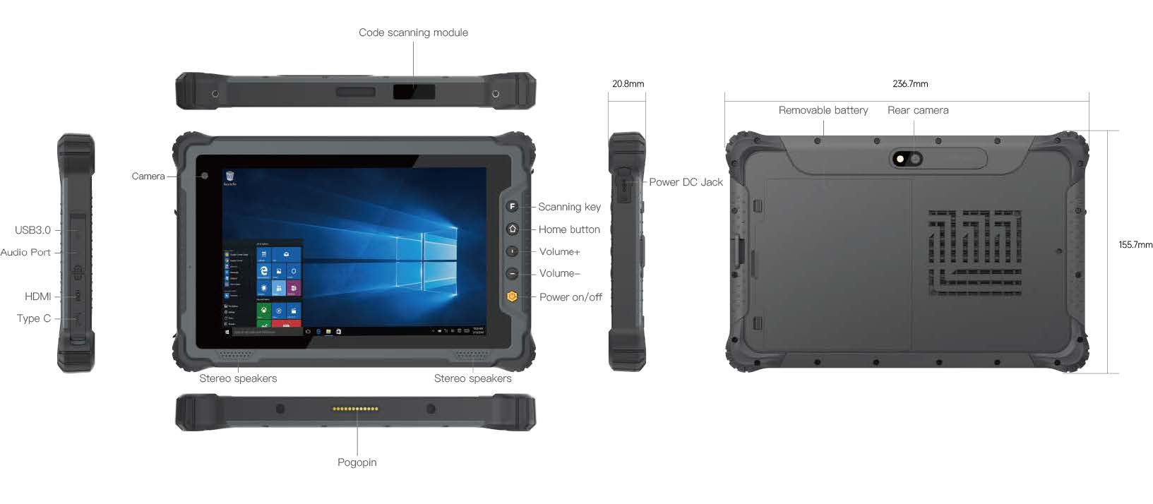 Защищенный планшет CI-R88-W88