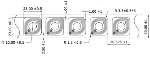 Этикетка RFID (HF) ПЭТ 23х23 мм (NTAG213) (1020A35) NFC